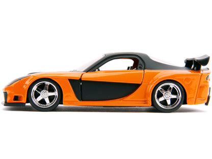 Han's Mazda RX-7 RHD (Right Hand Drive) Orange Metallic and Black "25 Years of Fast & Furious" "The Fast and the Furious: Tokyo Drift" (2006) Movie "Fast & Furious" Series 1/32 Diecast Model Car