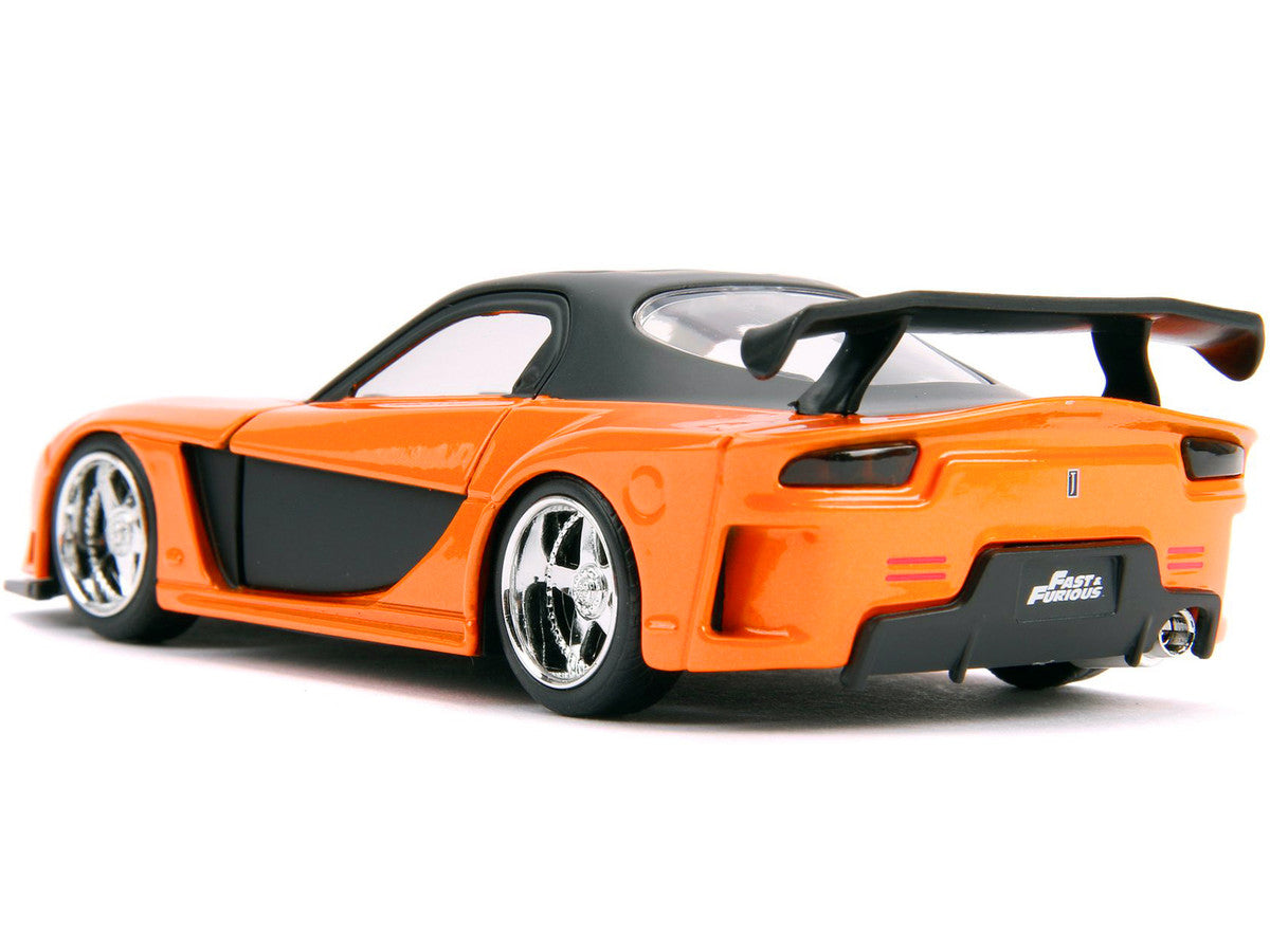 Han's Mazda RX-7 RHD (Right Hand Drive) Orange Metallic and Black "25 Years of Fast & Furious" "The Fast and the Furious: Tokyo Drift" (2006) Movie "Fast & Furious" Series 1/32 Diecast Model Car