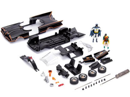 Model Kit Classic Batmobile Black with Batman Diecast Figure "Batman" (1966-1968) TV Series "Build N' Collect" 1/24 Diecast Model Car