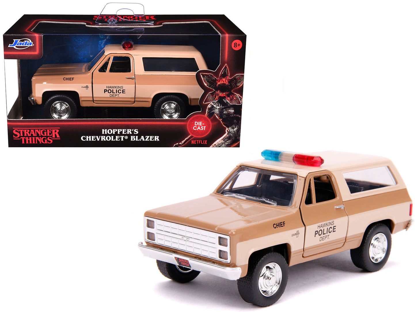 Hopper's Chevrolet Blazer "Hawkins Police Dept." "Stranger Things" (2016) TV Series "Hollywood Rides" 1/32 Diecast Model Car
