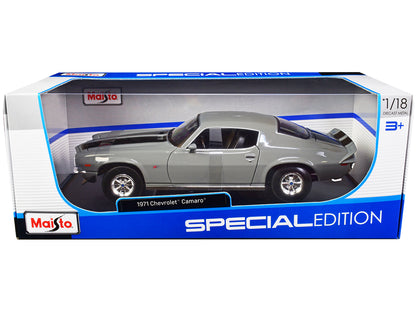 1971 Chevrolet Camaro Gray with Black Stripes "Special Edition" 1/18 Diecast Model Car
