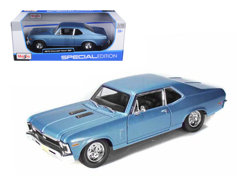 1970 Chevrolet Nova SS Coupe Blue Metallic 1/18 Diecast Model Car