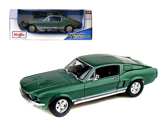 1967 Ford Mustang GTA Fastback Green Metallic with White Stripes 1/18 Diecast Model Car