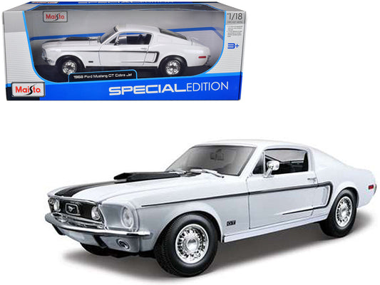 1968 Ford Mustang CJ Cobra Jet White 1/18 Diecast Model Car