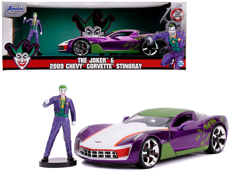 2009 Chevrolet Corvette Stingray with Joker Diecast Figurine "DC Comics" Series 1/24 Diecast Model Car