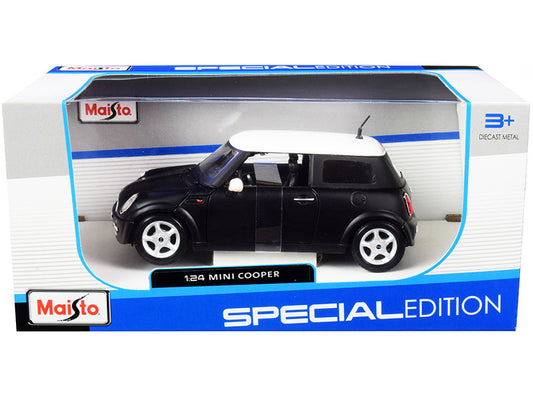 Mini Cooper Matt Black with White Top 1/24 Diecast Model Car