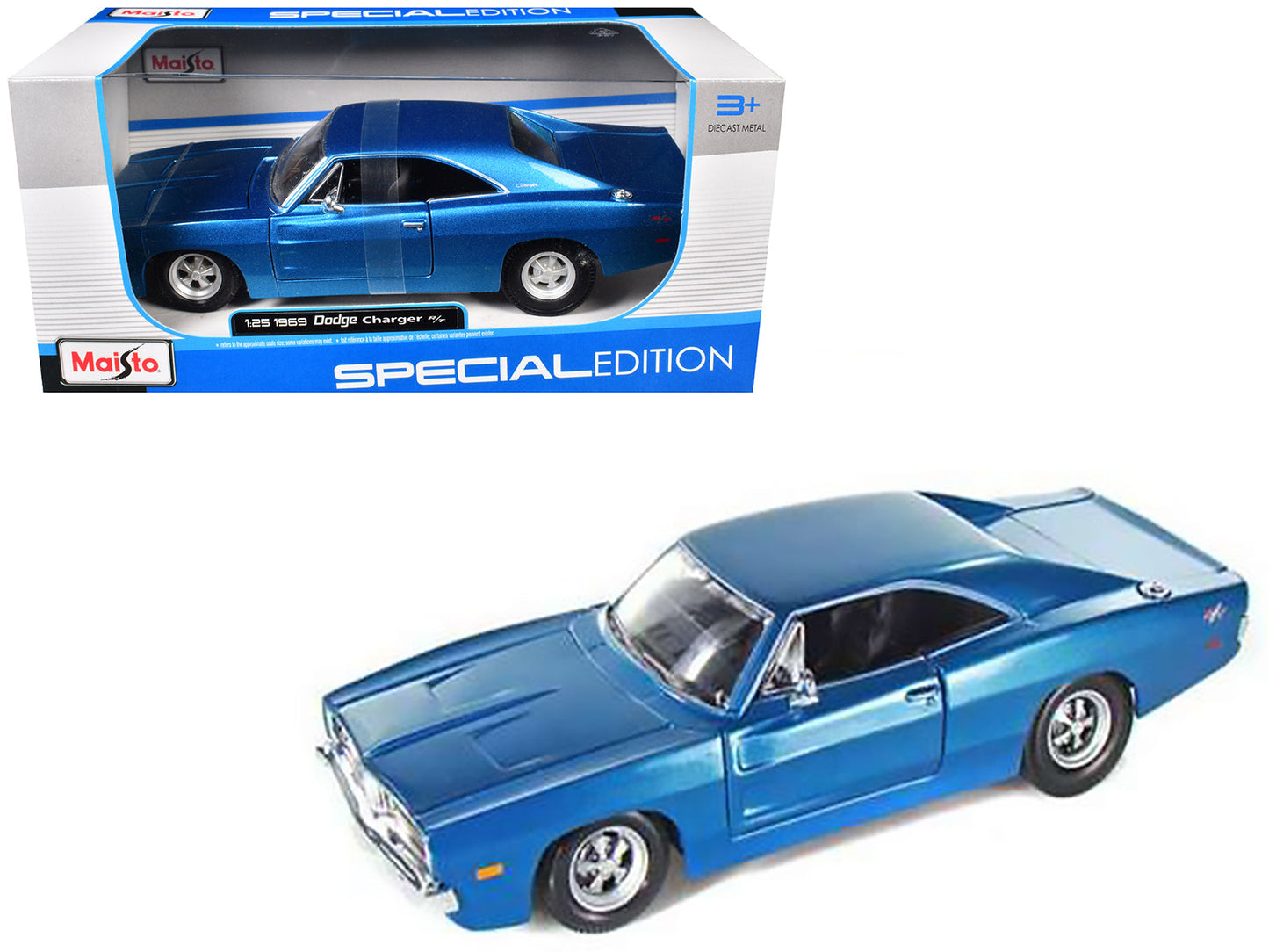 1969 Dodge Charger R/T Hemi Blue 1/25 Diecast Model Car
