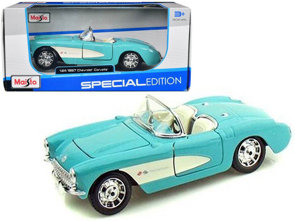 1957 Chevrolet Corvette Convertible Turquoise 1/24 Diecast Model Car