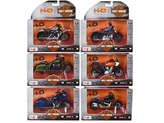 Harley-Davidson Motorcycles 6 piece Set Series 43 1/18 Diecast Models