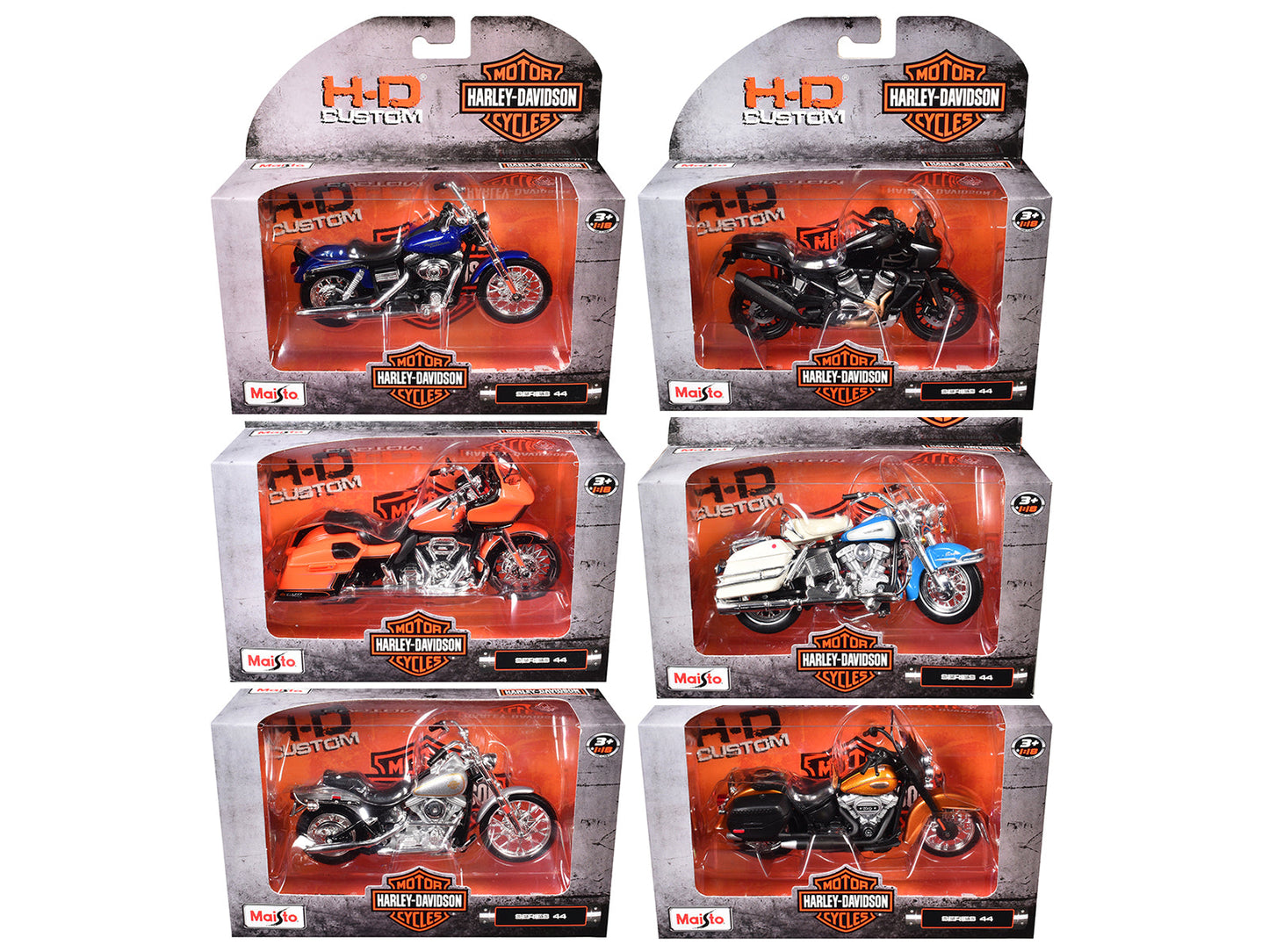 Harley-Davidson Motorcycles 6 piece Set Series 44 1/18 Diecast Models