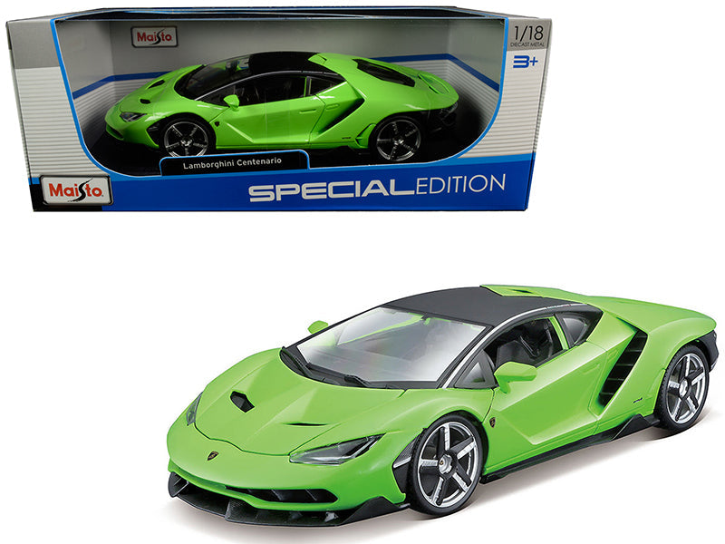 Lamborghini Centenario Lime Green with Matt Black Top 1/18 Diecast Model Car