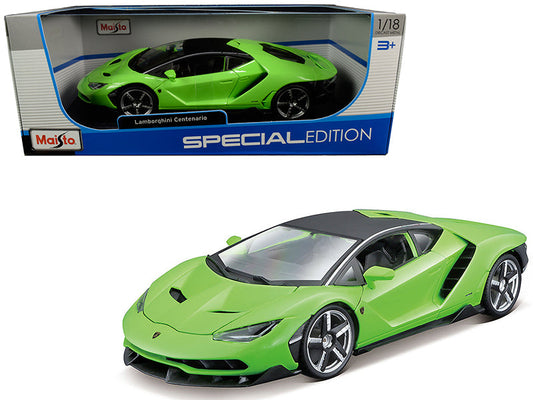 Lamborghini Centenario Lime Green with Matt Black Top 1/18 Diecast Model Car