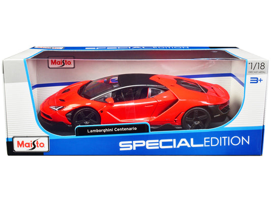 Lamborghini Centenario Orange with Matt Black Top "Special Edition" 1/18 Diecast Model Car