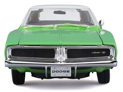1969 Dodge Charger R/T Green Metallic with White Top and Tail Stripe "Special Edition" Series 1/18 Diecast Model Car