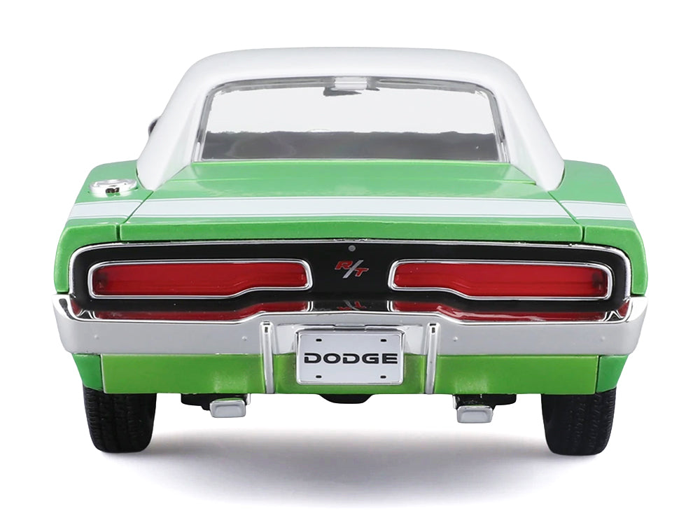 1969 Dodge Charger R/T Green Metallic with White Top and Tail Stripe "Special Edition" Series 1/18 Diecast Model Car