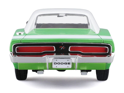 1969 Dodge Charger R/T Green Metallic with White Top and Tail Stripe "Special Edition" Series 1/18 Diecast Model Car