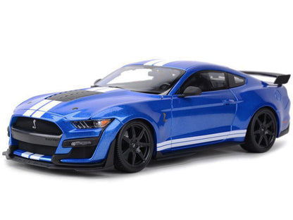 2020 Ford Mustang Shelby GT500 Blue Metallic with White Stripes "Special Edition" 1/18 Diecast Model Car