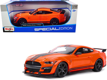 2020 Ford Mustang Shelby GT500 Orange with Black Stripes "Special Edition" 1/18 Diecast Model Car