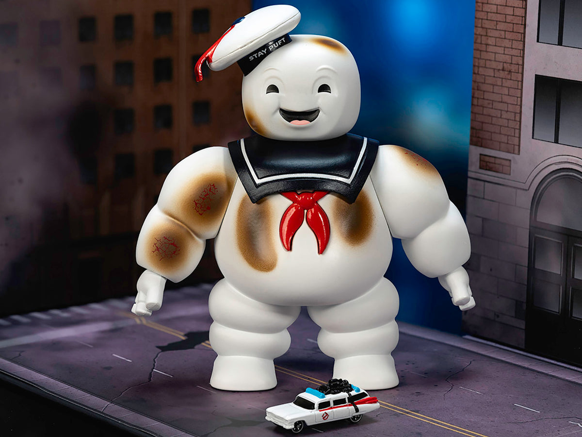 "Ghostbusters" 6" Stay Puft Marshmallow Man Figure with Nano Ecto-1 Car Diorama Set "Ghostbusters" (1984) Movie "Next Level" Series Model