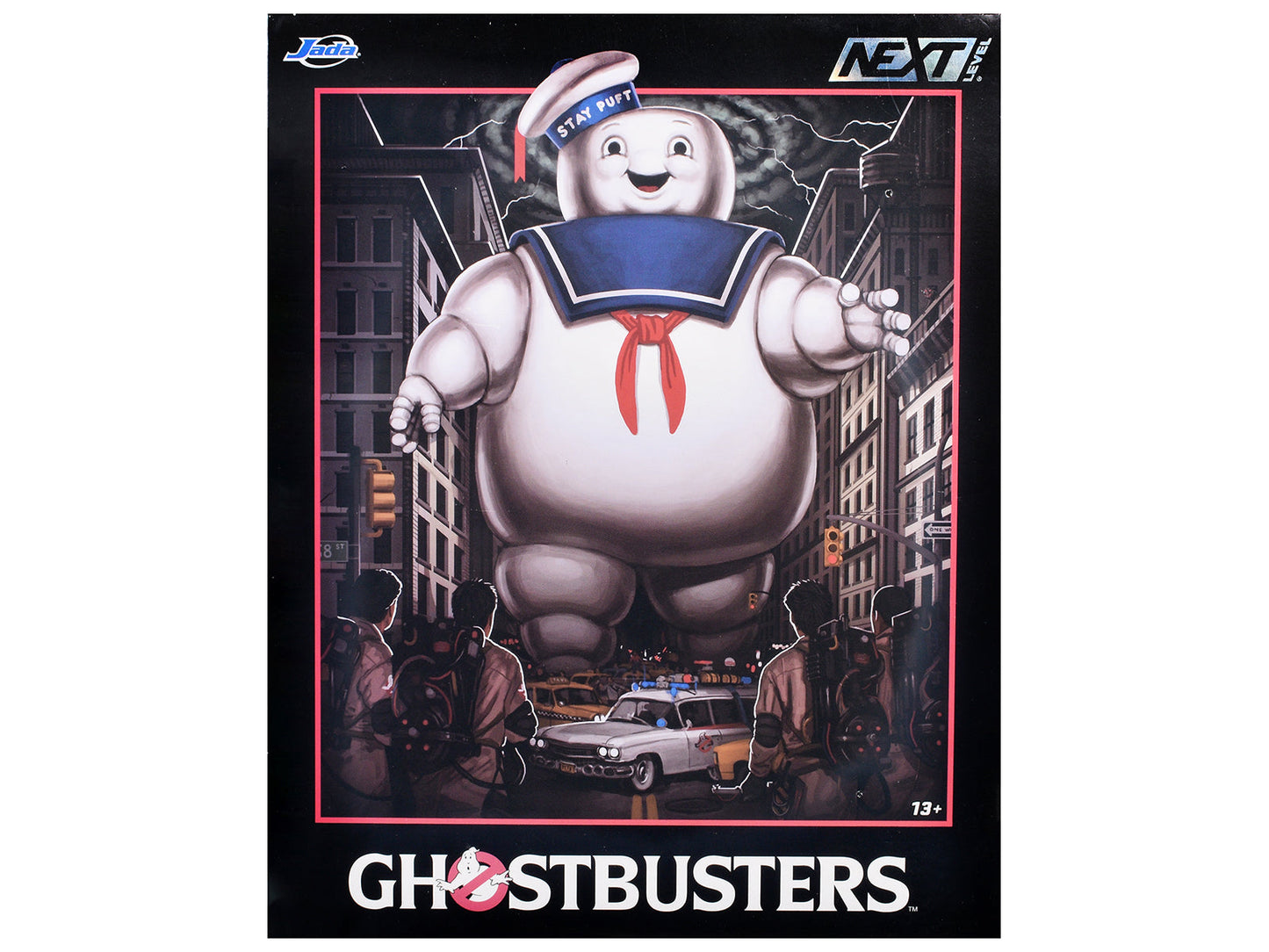 "Ghostbusters" 6" Stay Puft Marshmallow Man Figure with Nano Ecto-1 Car Diorama Set "Ghostbusters" (1984) Movie "Next Level" Series Model