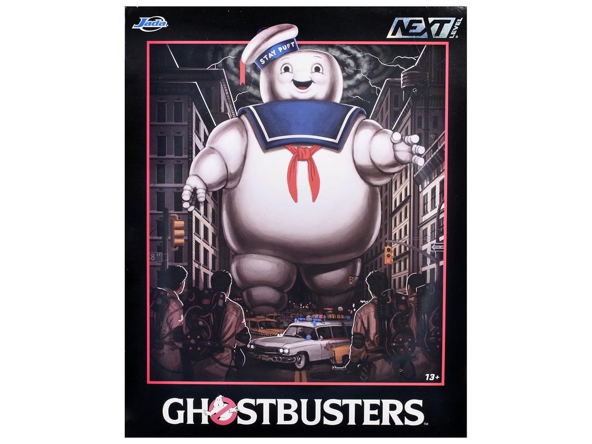 "Ghostbusters" 6" Stay Puft Marshmallow Man Figure with Nano Ecto-1 Car Diorama Set "Ghostbusters" (1984) Movie "Next Level" Series Model
