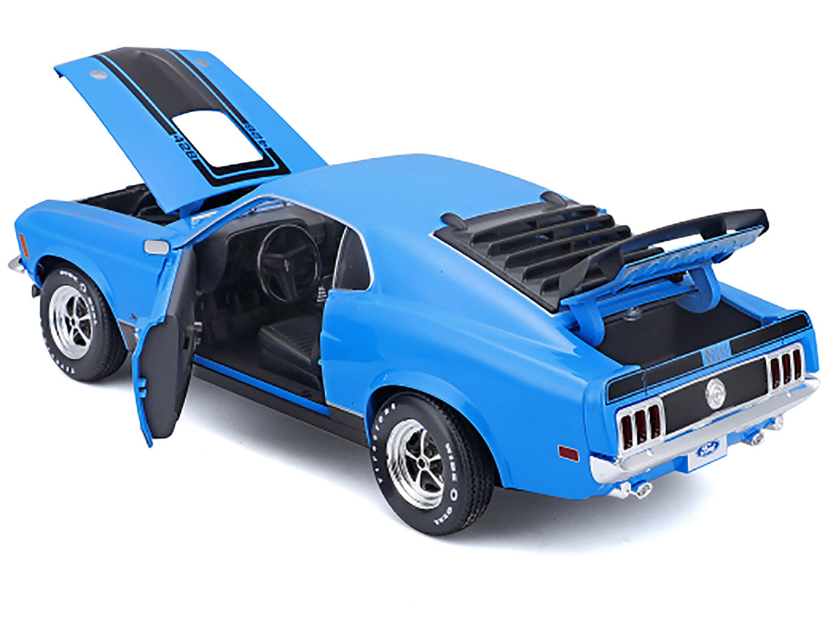 1970 Ford Mustang Mach 1 428 Blue with Black Stripes "Special Edition" 1/18 Diecast Model Car
