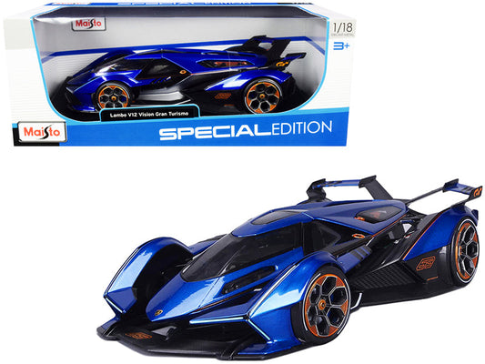 Lamborghini V12 Vision Gran Turismo Blue Metallic 1/18 Diecast Model Car