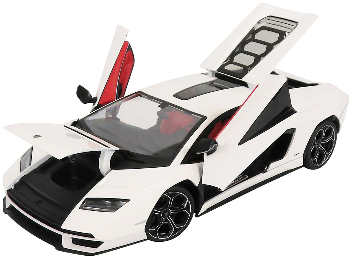 Lamborghini Countach LPI 800-4 White with Black Accents and Red Interior "Special Edition" 1/18 Diecast Model Car