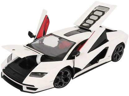 Lamborghini Countach LPI 800-4 White with Black Accents and Red Interior "Special Edition" 1/18 Diecast Model Car