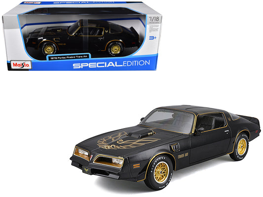 1978 Pontiac Firebird Trans Am Black Metallic with Hood Graphics "Special Edition" Series 1/18 Diecast Model Car