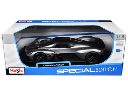 Aston Martin Valkyrie Silver Metallic with Matt Black Top "Special Edition" Series 1/18 Diecast Model Car