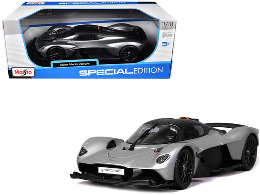 Aston Martin Valkyrie Silver Metallic with Matt Black Top "Special Edition" Series 1/18 Diecast Model Car
