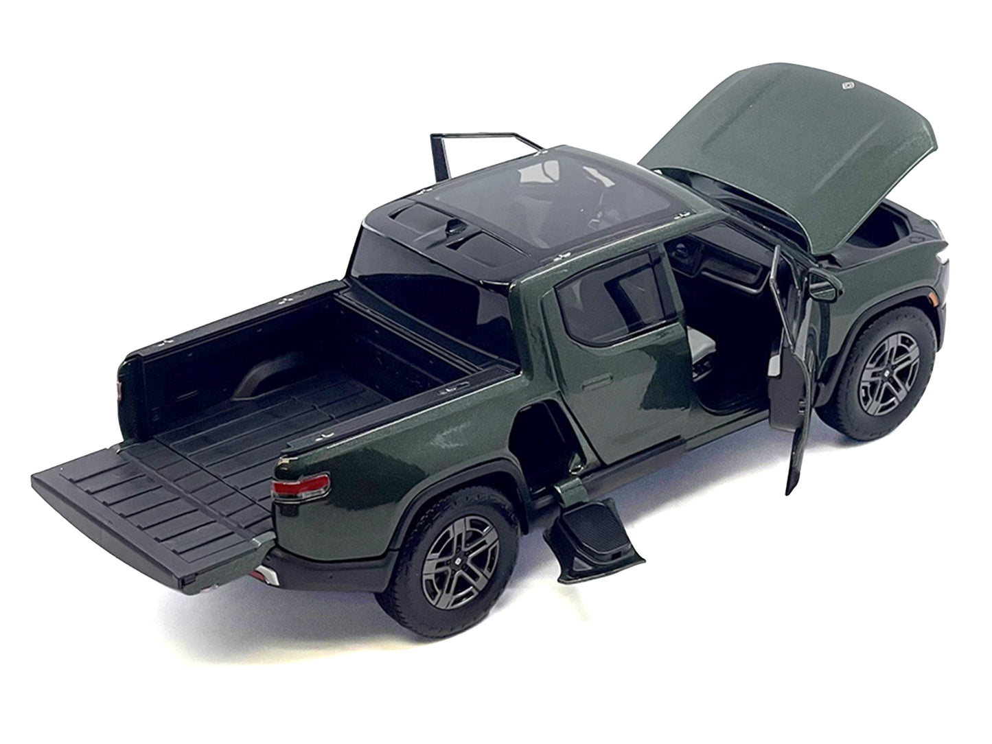 Rivian R1T Pickup Truck Dark Green Metallic with Sunroof "Special Edition" Series 1/18 Diecast Model Car