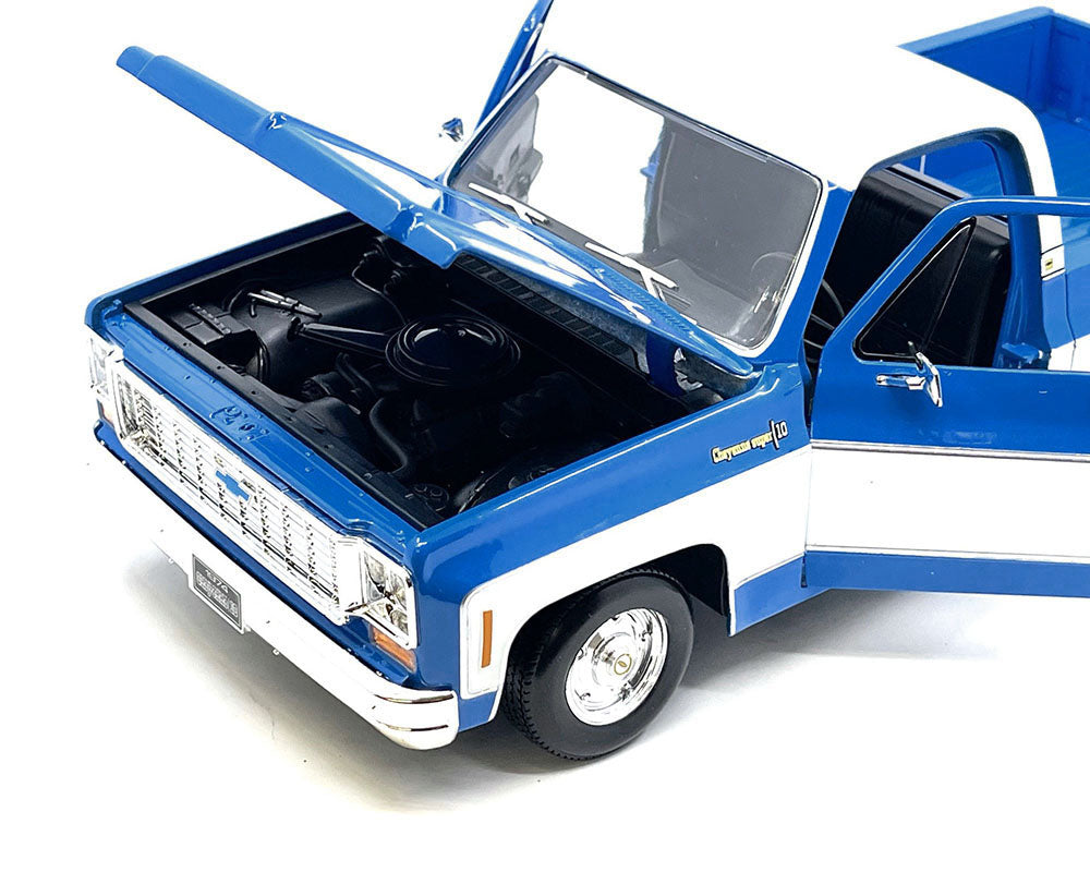 1974 Chevrolet C10 Cheyenne Super Pickup Truck Blue and White "Special Edition" Series 1/18 Diecast Model Car