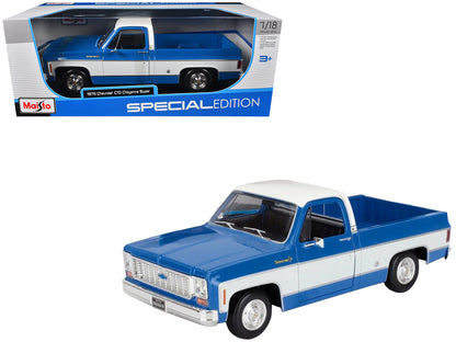 1974 Chevrolet C10 Cheyenne Super Pickup Truck Blue and White "Special Edition" Series 1/18 Diecast Model Car