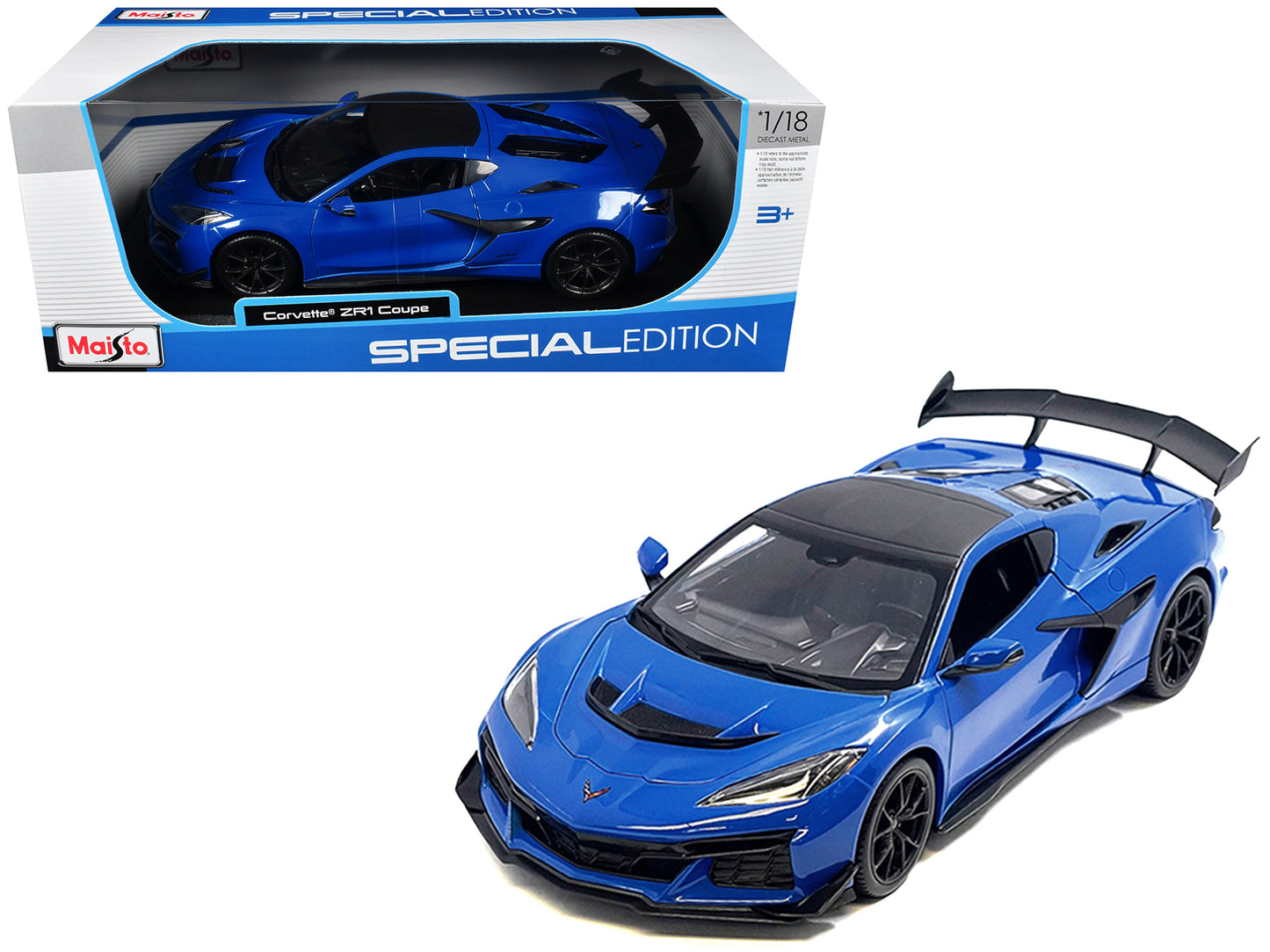 Chevrolet Corvette ZR1 Coupe Blue with Carbon Top "Special Edition" Series 1/18 Diecast Model Car