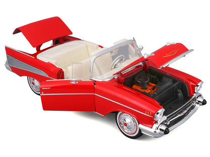1957 Chevrolet Bel Air Convertible Red with White Interior "Special Edition" Series 1/18 Diecast Model Car