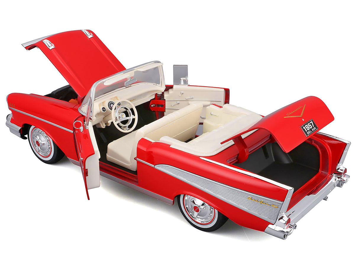1957 Chevrolet Bel Air Convertible Red with White Interior "Special Edition" Series 1/18 Diecast Model Car