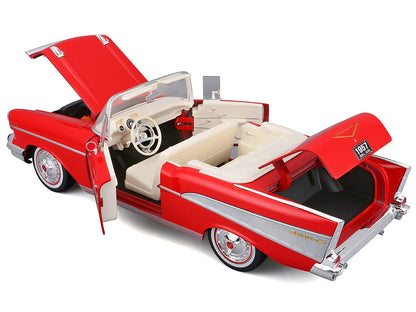 1957 Chevrolet Bel Air Convertible Red with White Interior "Special Edition" Series 1/18 Diecast Model Car