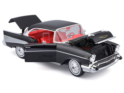 1957 Chevrolet Bel Air Coupe Black with Red Interior "Special Edition" Series 1/18 Diecast Model Car