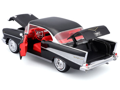 1957 Chevrolet Bel Air Coupe Black with Red Interior "Special Edition" Series 1/18 Diecast Model Car