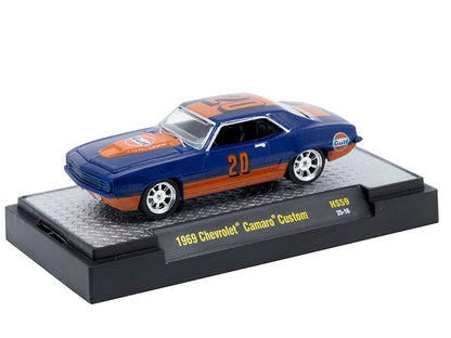 1969 Chevrolet Camaro Custom #20 "Gulf Oil" Dark Blue and Orange Limited Edition to 5500 pieces Worldwide 1/64 Diecast Model Car