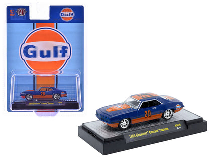 1969 Chevrolet Camaro Custom #20 "Gulf Oil" Dark Blue and Orange Limited Edition to 5500 pieces Worldwide 1/64 Diecast Model Car