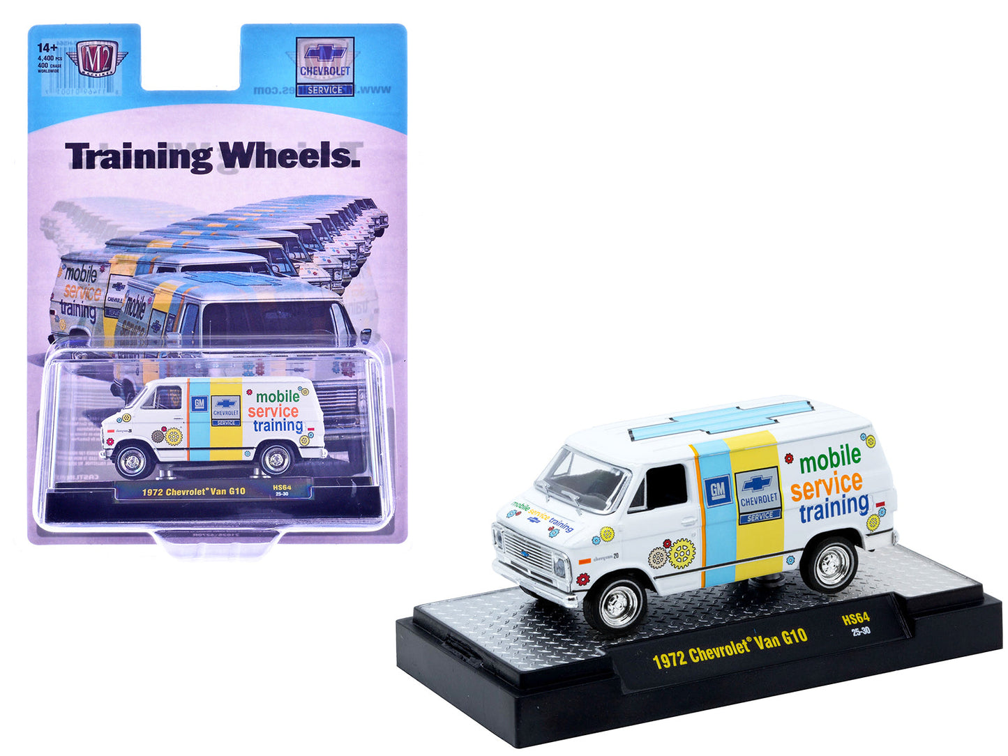 1972 Chevrolet G10 Van "Chevrolet Mobile Service Training" White with Graphics Limited Edition to 4400 pieces Worldwide 1/64 Diecast Model Car
