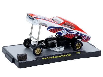1969 Ford Mustang Funny Car "NHRA 75 Years" Red and White with Graphics Limited Edition to 3740 pieces Worldwide 1/64 Diecast Model Car