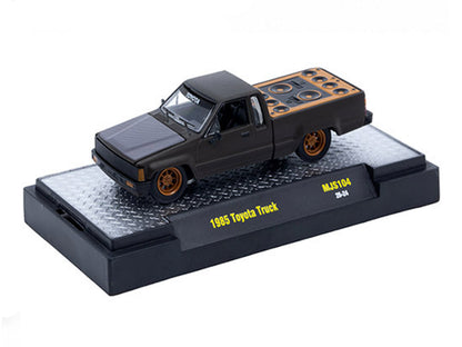 1985 Toyota SR5 Pickup Truck "Slammed Custom" Matt Gray with Carbon Hood Limited Edition to 10890 pieces Worldwide 1/64 Diecast Model Car