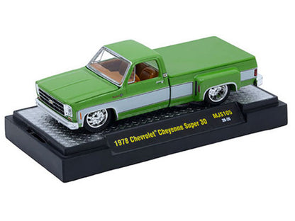 1978 Chevrolet Cheyenne Super 30 Pickup Truck Green Metallic with White Side Stripes "C10s in the Park" (2026) Limited Edition to 14300 pieces Worldwide 1/64 Diecast Model Car