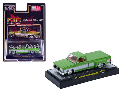 1978 Chevrolet Cheyenne Super 30 Pickup Truck Green Metallic with White Side Stripes "C10s in the Park" (2026) Limited Edition to 14300 pieces Worldwide 1/64 Diecast Model Car