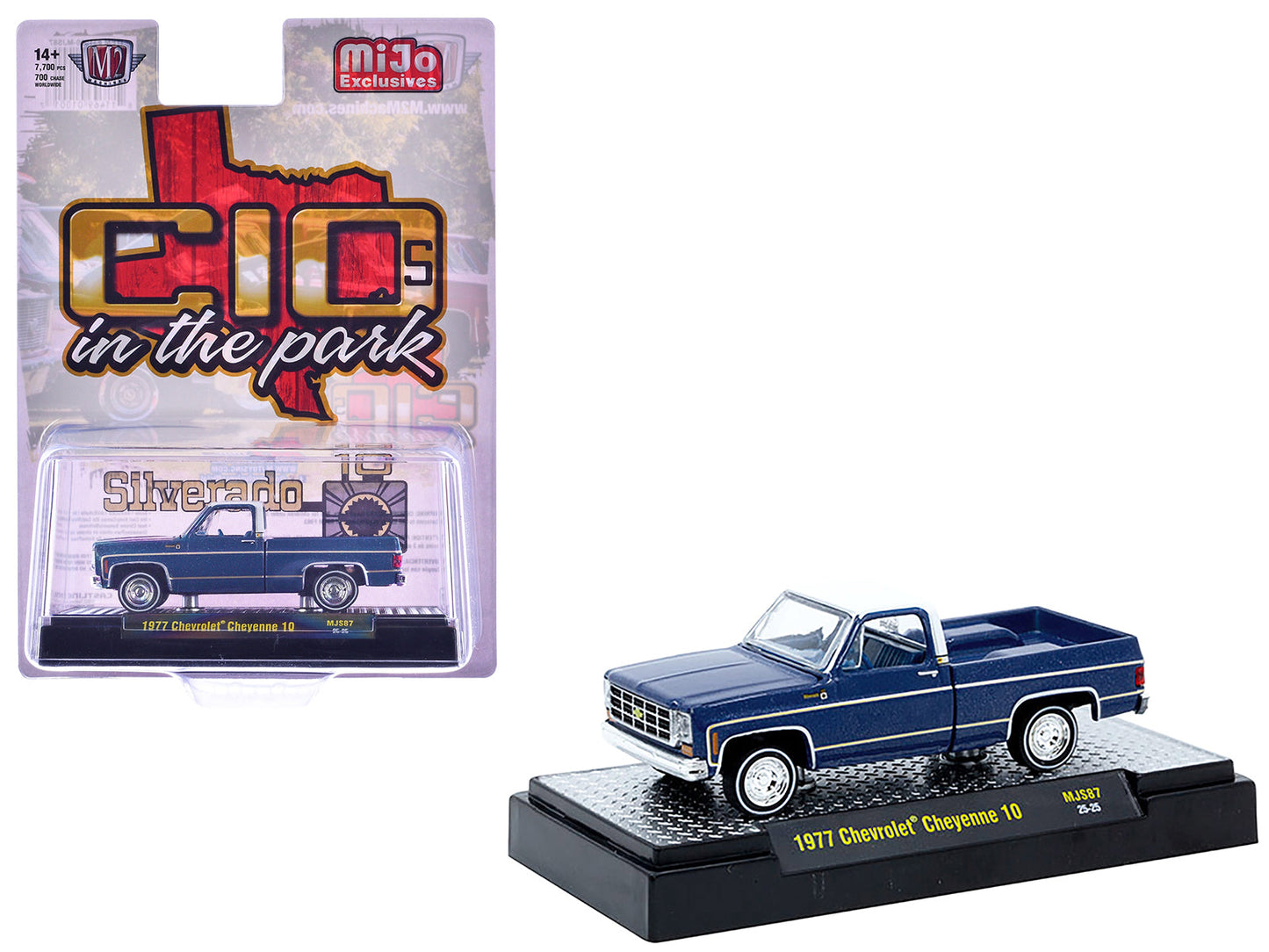 1977 Chevrolet Cheyenne 10 Pickup Truck Blue Metallic with White Top and Blue Interior Limited Edition to 7700 pieces Worldwide 1/64 Diecast Model Car