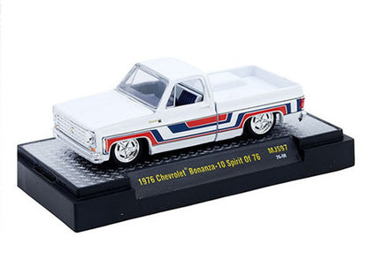 1976 Chevrolet Silverado Bonanza-10 Pickup Truck "Spirit of '76" White with Blue and Red Graphics Limited Edition to 12100 pieces Worldwide 1/64 Diecast Model Car